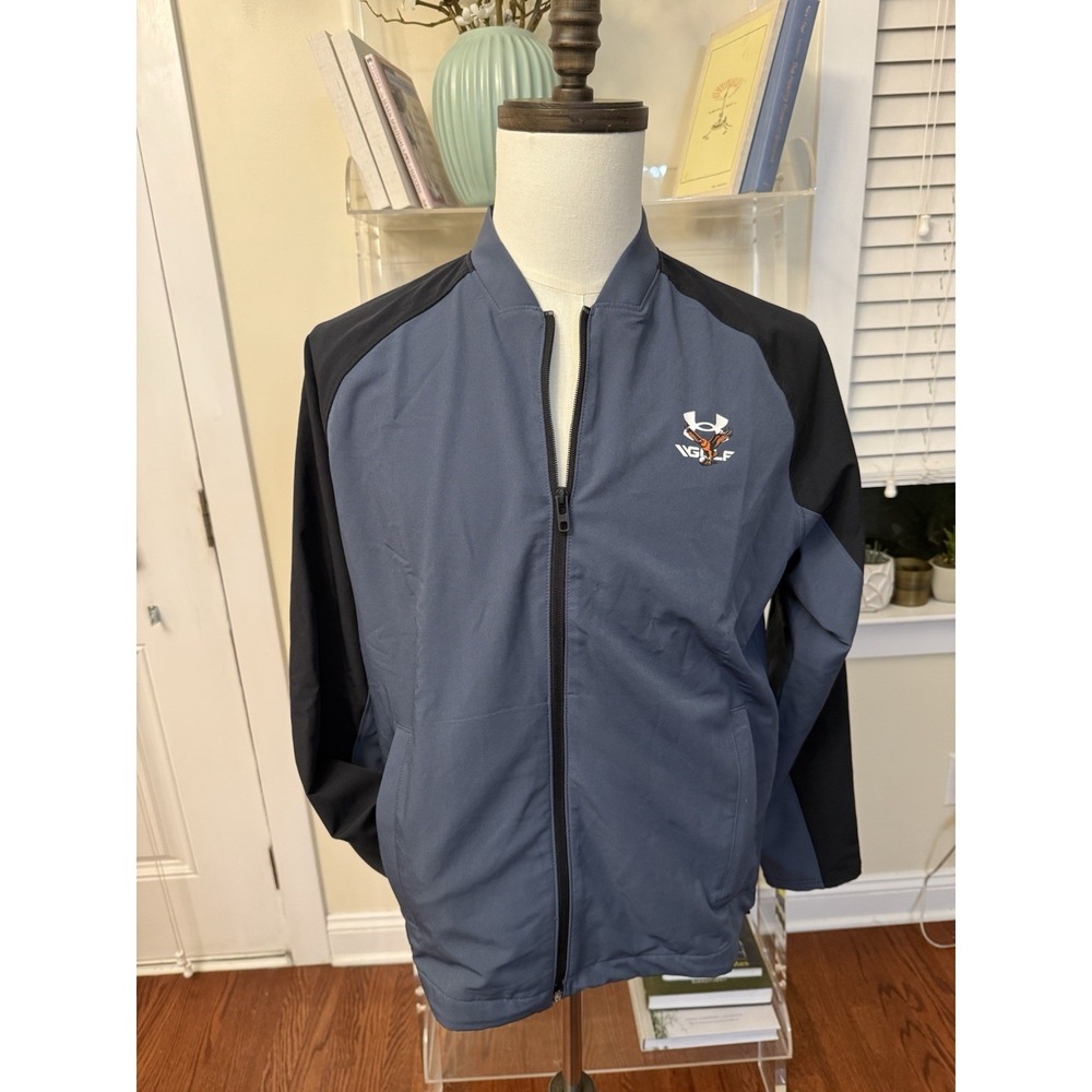 Under Armour Men's Size L Downpour Gray Full-Zip Golf Woven Bomber Jacket $100
